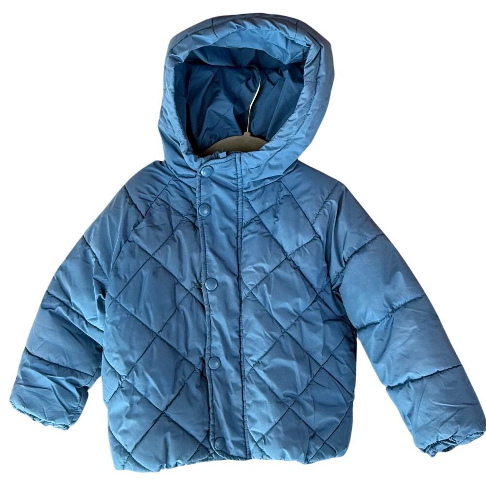 Mile the Label Blue Puffer Coat Quilted Jacket Hood Baby Boy Girl 24 Months